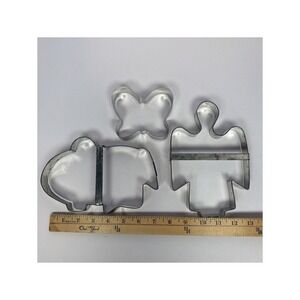 Vintage Lot of 3 Metal Cookie Cutters Large Size Angel Butterfly Elephant?